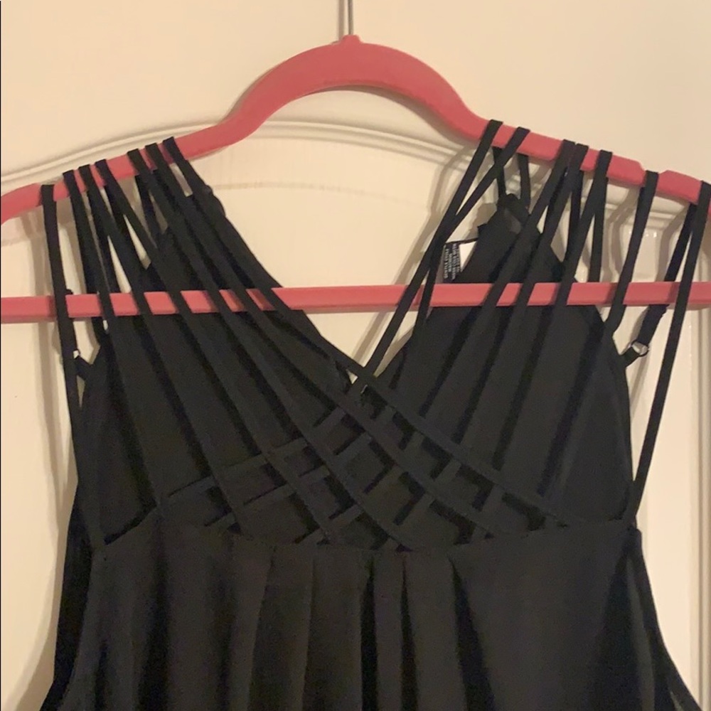 Torrid Black Caged Criss Cross Dressy Top